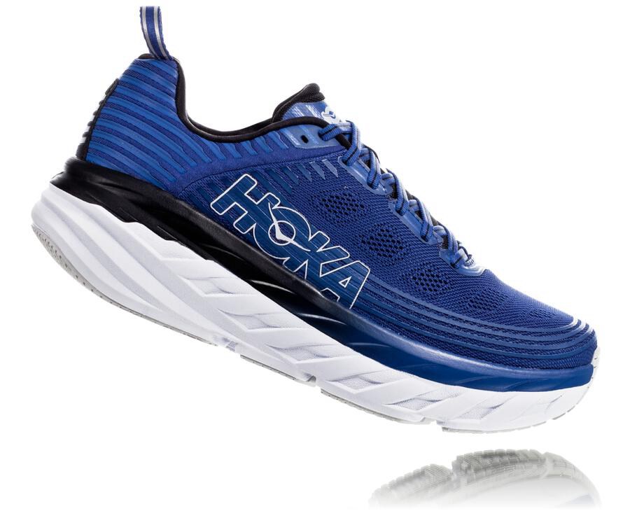 Running Shoes Mens - Hoka One One Bondi 6 - Blue/White - CRFIJPD-09